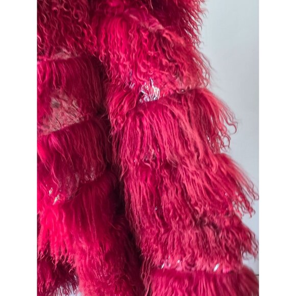 Antique France unique sheep alpaca ? coat fashion runway unique jacket women's M - Picture 5 of 12